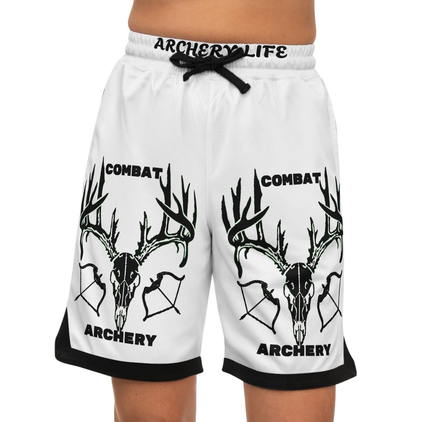 Combat Archery Basketball Rib Shorts - Red Athletic Wear for Sports Enthusiasts