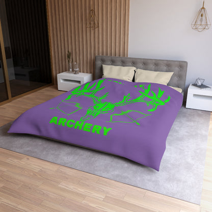 Combat Archery Microfiber Duvet Cover - Neon Green Skull Design