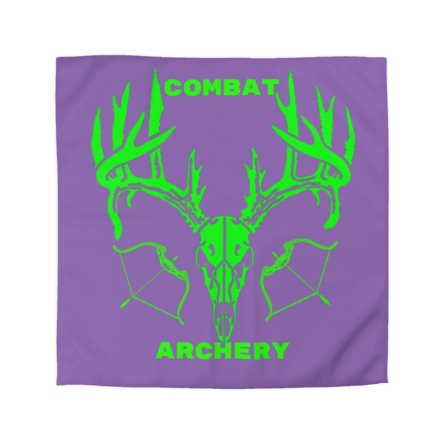 Combat Archery Microfiber Duvet Cover - Neon Green Skull Design