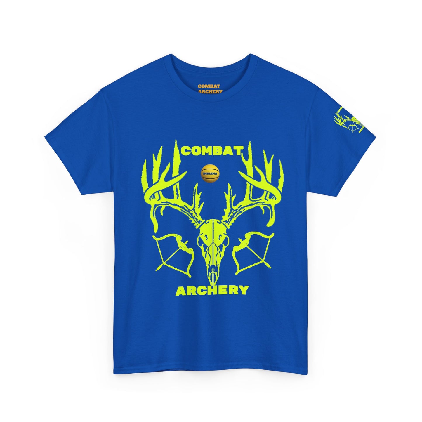 Combat Archery Unisex Heavy Cotton Tee - Neon Skull Design for Sports Enthusiasts