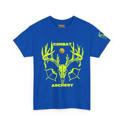 Combat Archery Unisex Heavy Cotton Tee - Neon Skull Design for Sports Enthusiasts