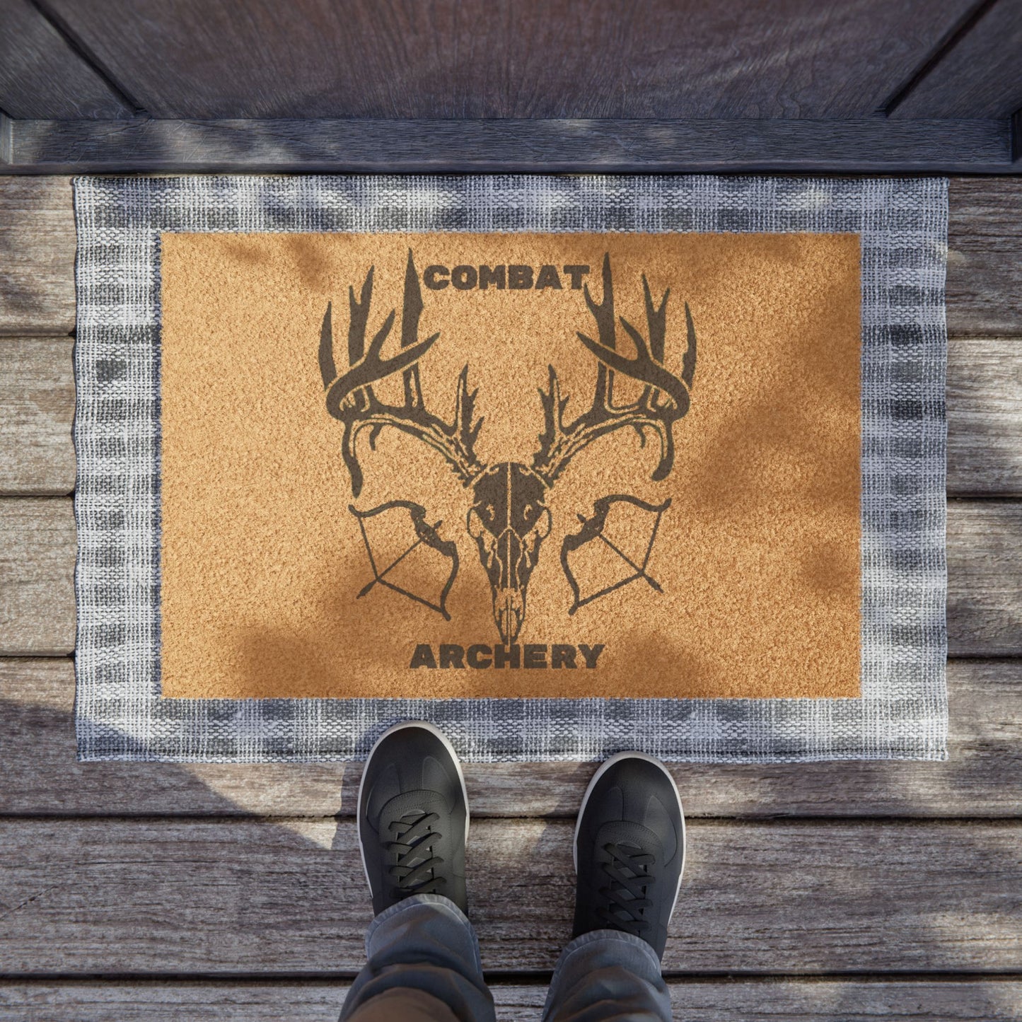 Rustic Hunting Doormat - Combat Archery Design, Outdoor Decor, Cabin Entrance Mat, Gift for Hunters, Farmhouse Welcome Rug