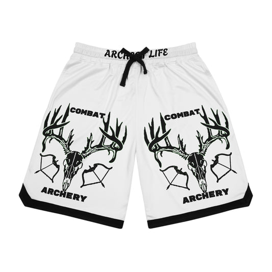 Combat Archery Basketball Rib Shorts - Red Athletic Wear for Sports Enthusiasts